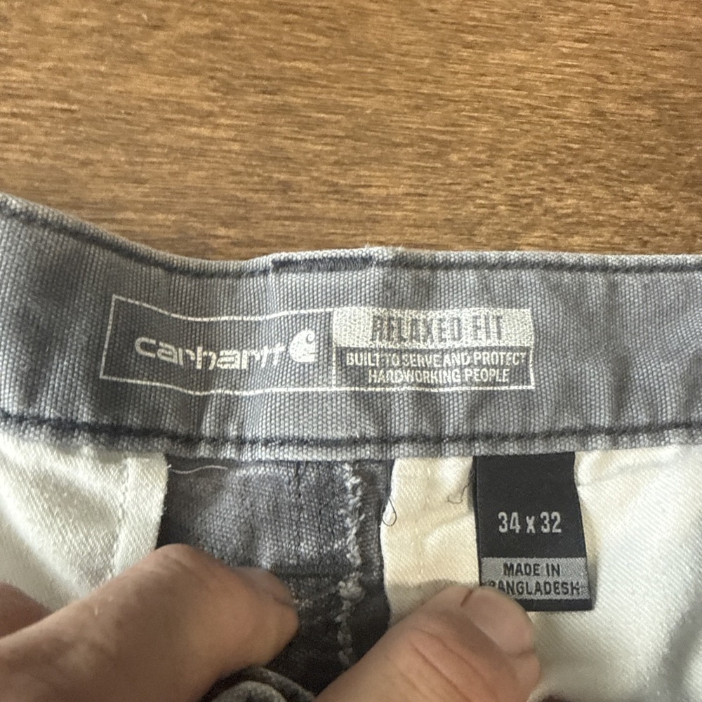 Carhartt BN3574-M Rugged Flex Relaxed Fit Canvas Cargo Work Pant Gray 34x32 - Picture 3 of 8